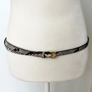 J.Crew Snakeskin Skinny Genuine Italian Leather Gold Buckle Belt Size Medium